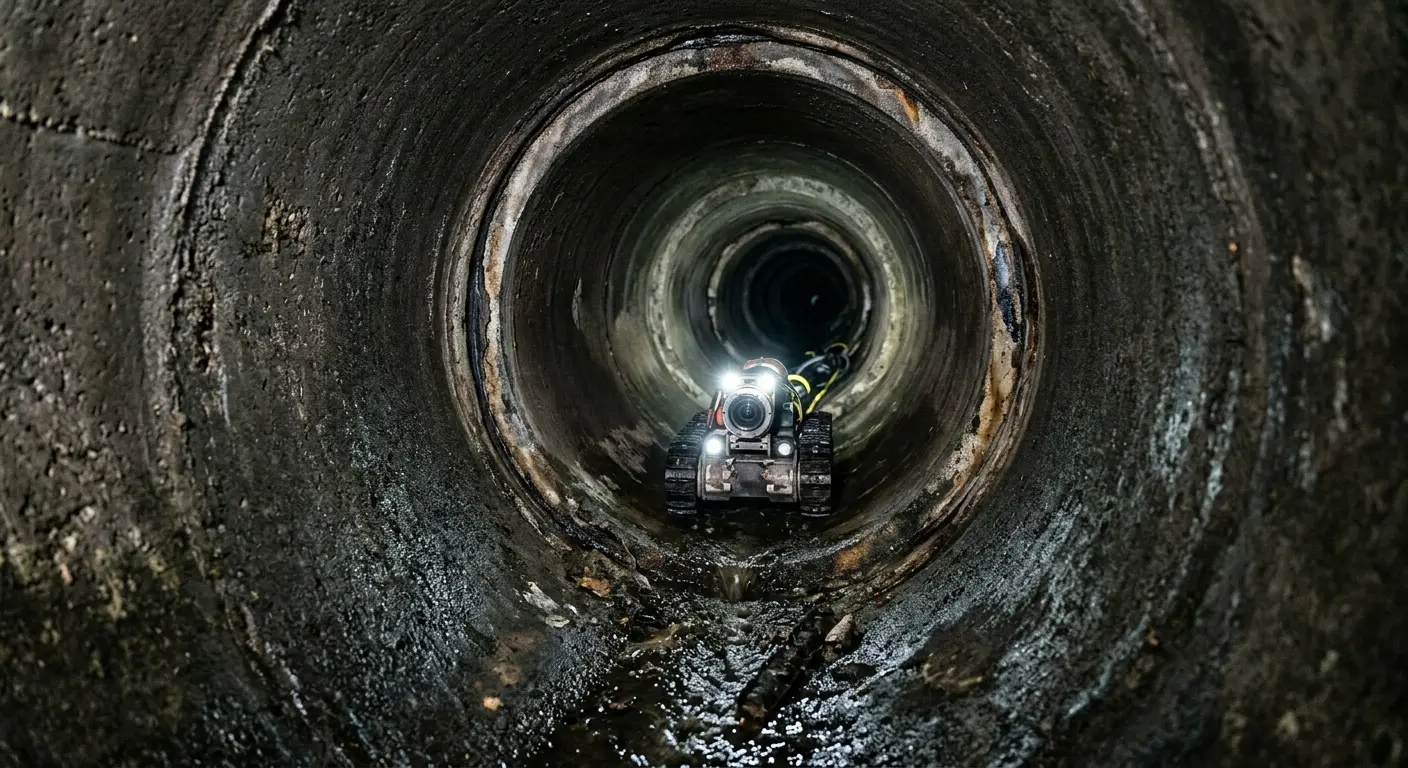 Robotic sewer camera inspecting pipe interior for Drain Snake Service in Highwood